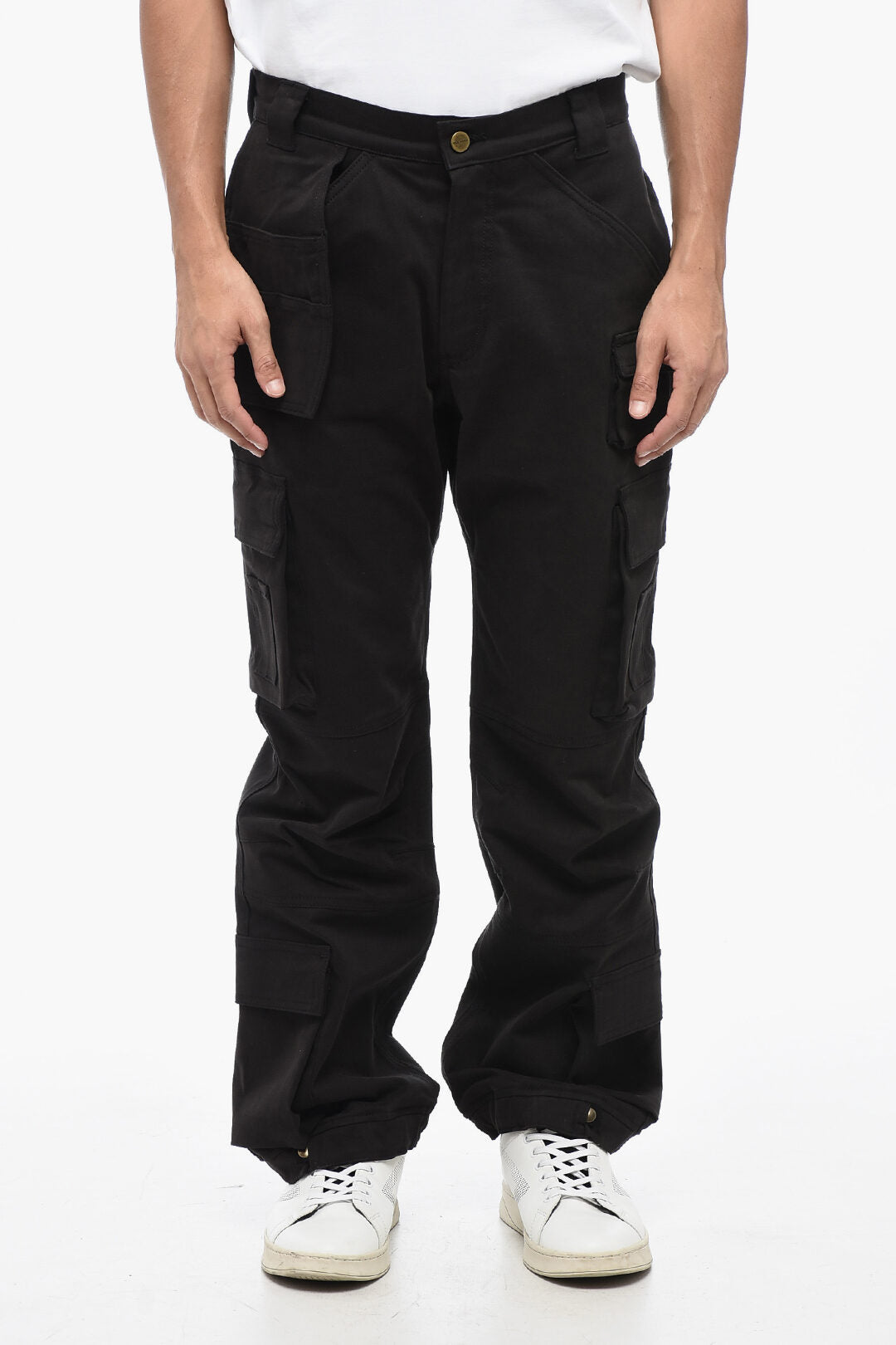 Cultura 3500~Cotton Cargo Trousers with Gold Button