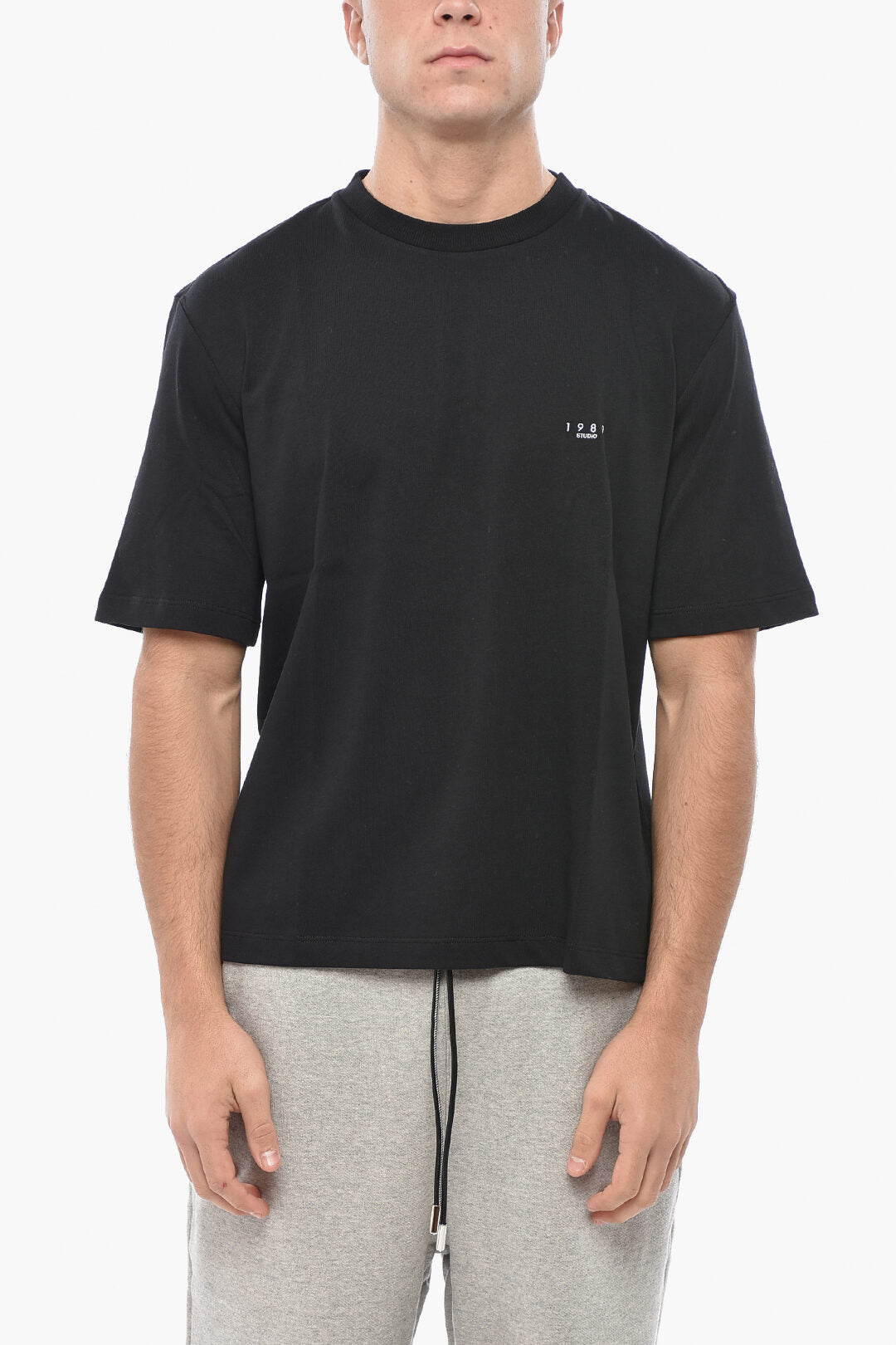1989 Studio 3500~Cotton Crew-Neck T-Shirt with Embroidered Logo