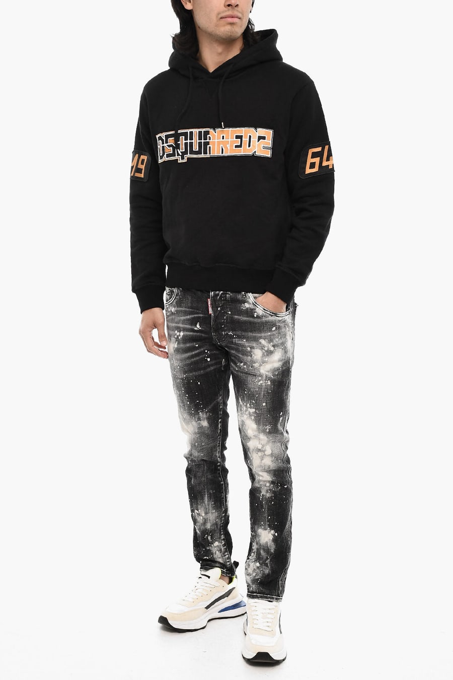 Dsquared2 3500~Cotton Hoodie with Embossed Logo, view 4
