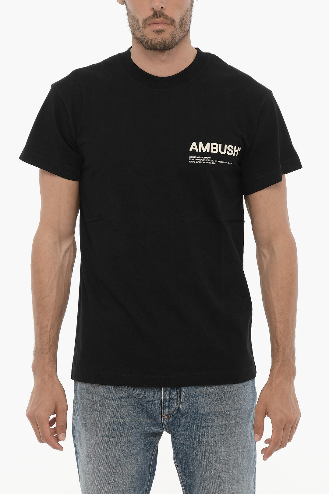 Ambush 3500~Crewneck Cotton-Jersey T-Shirt with Contrast Print
