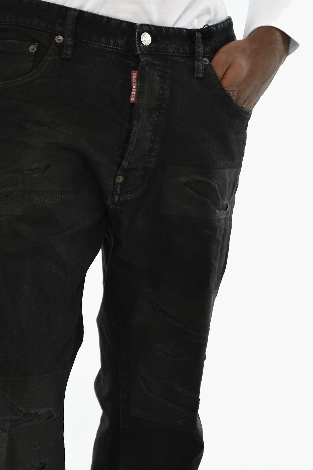 Dsquared2 3500~Dark-Wash Jeans with Monogram on Back, view 2