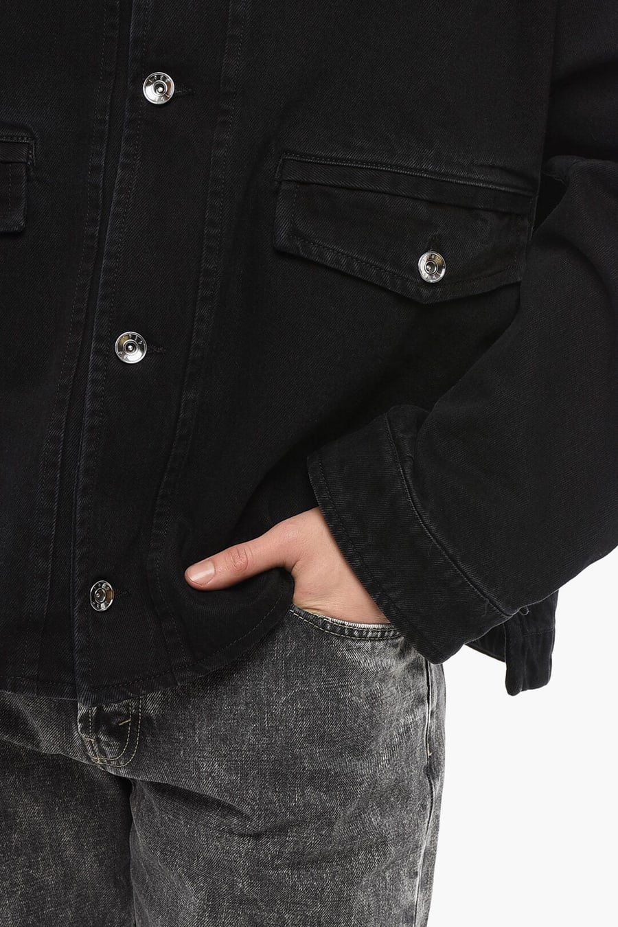 1989 Studio 3500~Denim Jacket in Solid Color with Double Pocket, view 3