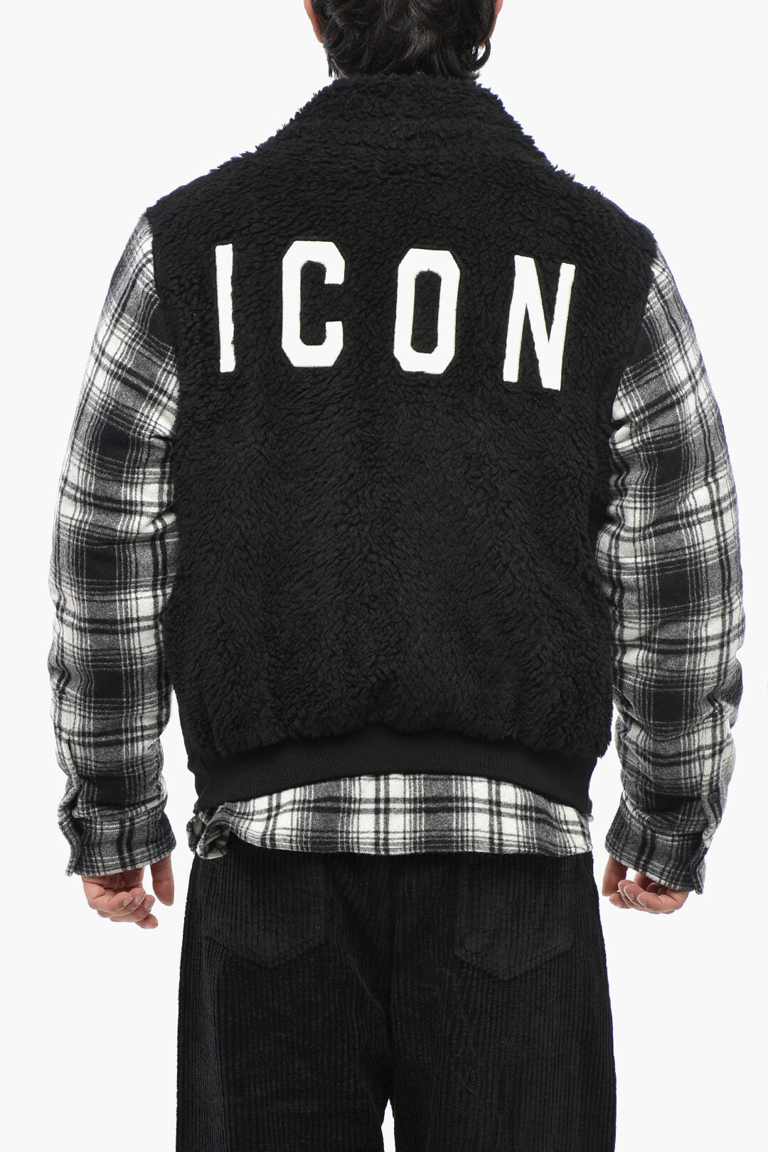 Dsquared2 3500~Denim Overshirt TEDDY with Plaid Sleeves