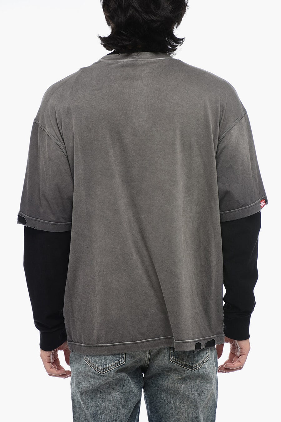Diesel 3500~Double-Layer T-Shirt T-WASY with Distressed Effect, view 2