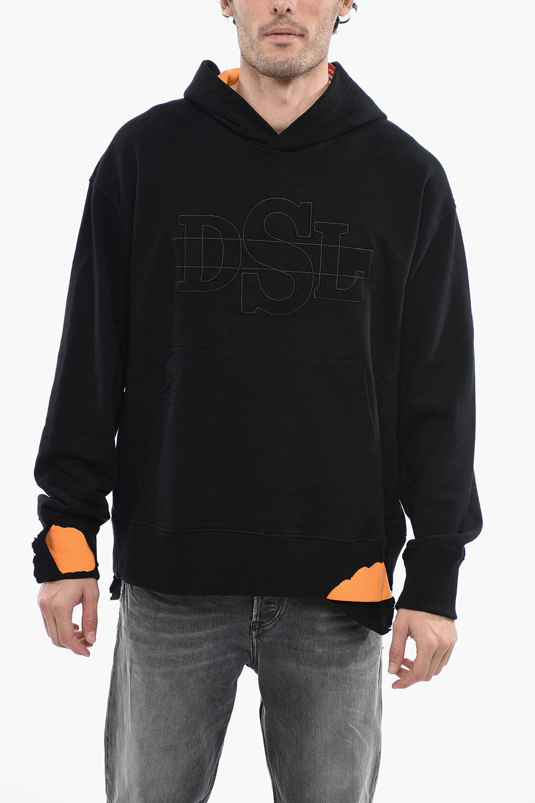 Diesel 3500~Hoodie Sweatshirt S-MACROT Vintage Effect with Maxi Terry Logo