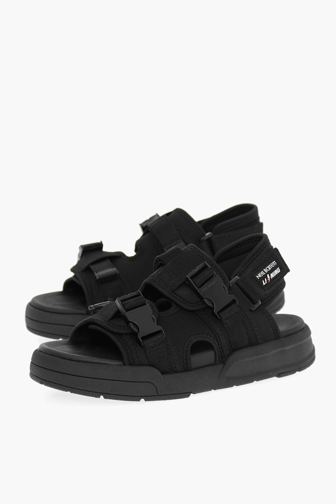 Neil Barrett 3500~LI-NING Double Buckle Sandals in Solid Color with Double Socks