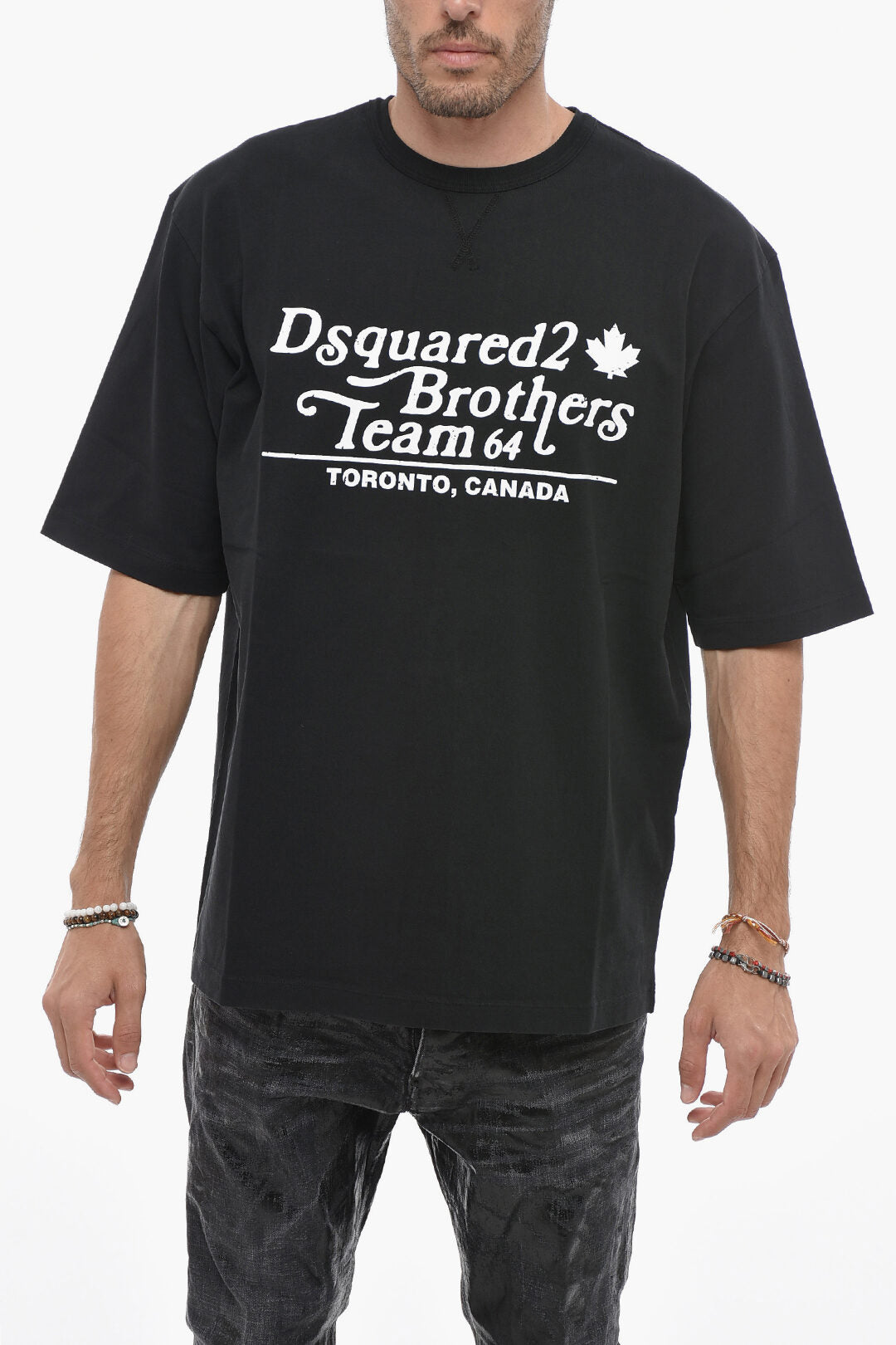 Dsquared2 3500~Loose Fit T-Shirt BROTHERS TEAM with Logo Print