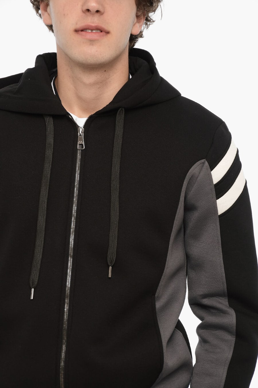 Neil Barrett 3500~Neoprene Slim Fit Sweatshirt MODERNIST with Zip Closure, view 3