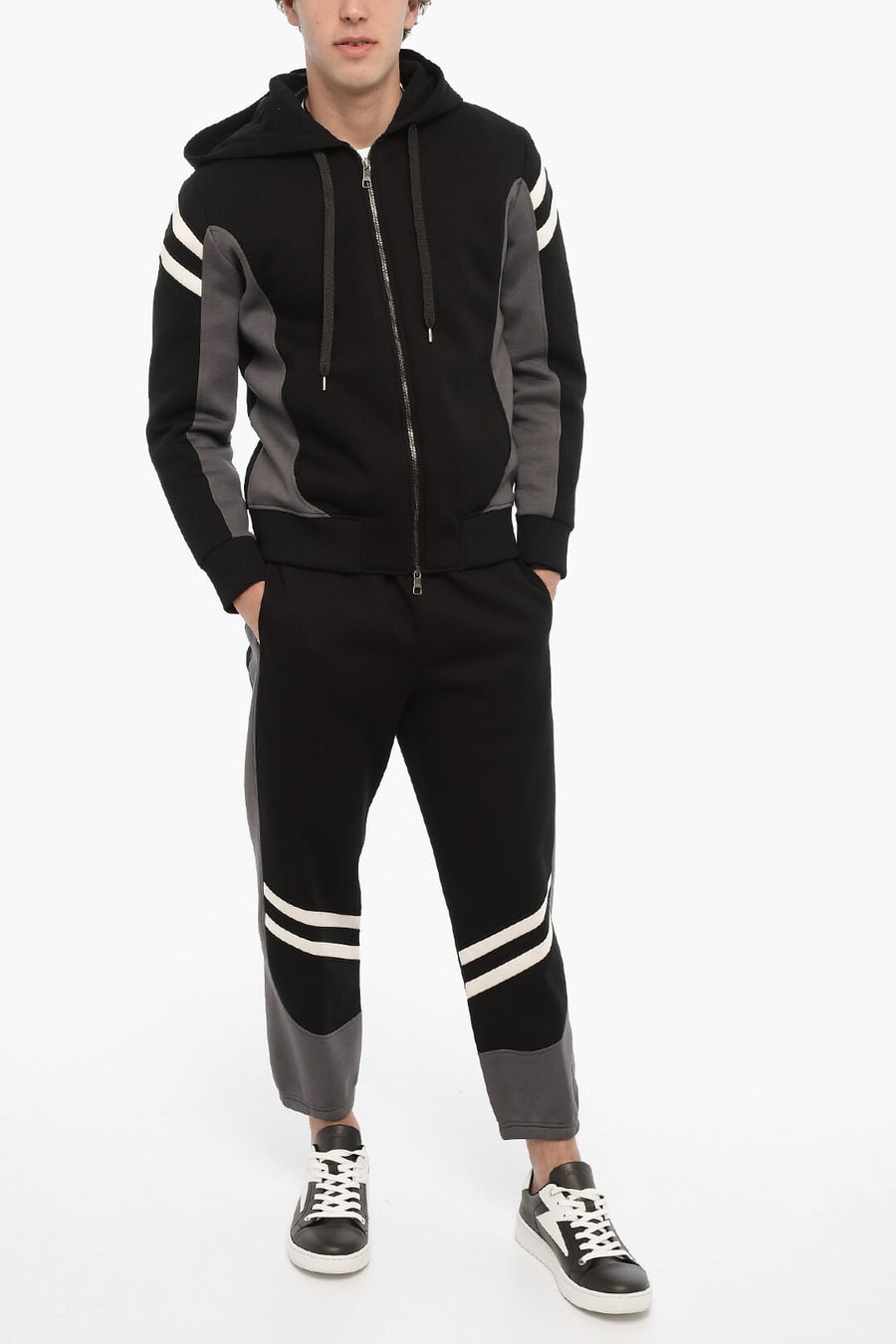 Neil Barrett 3500~Neoprene Slim Fit Sweatshirt MODERNIST with Zip Closure, view 4