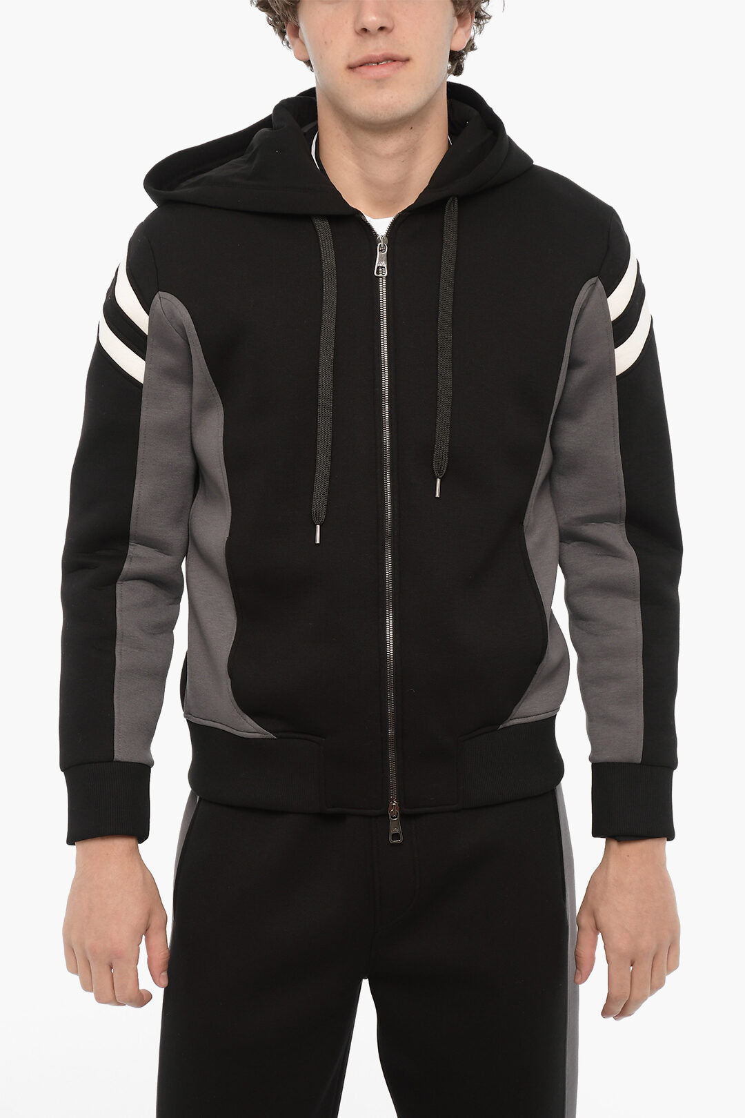 Neil Barrett 3500~Neoprene Slim Fit Sweatshirt MODERNIST with Zip Closure