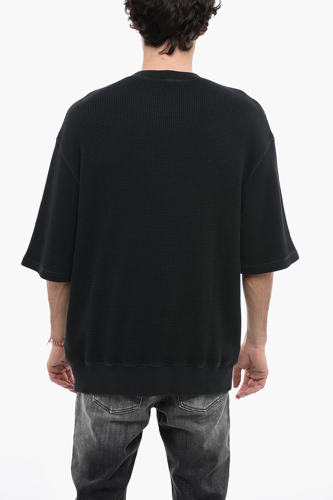 Diesel 3500~Short-Sleeve Crewneck Sweatshirt S-COOLWAF With Honeycomb Pattern
