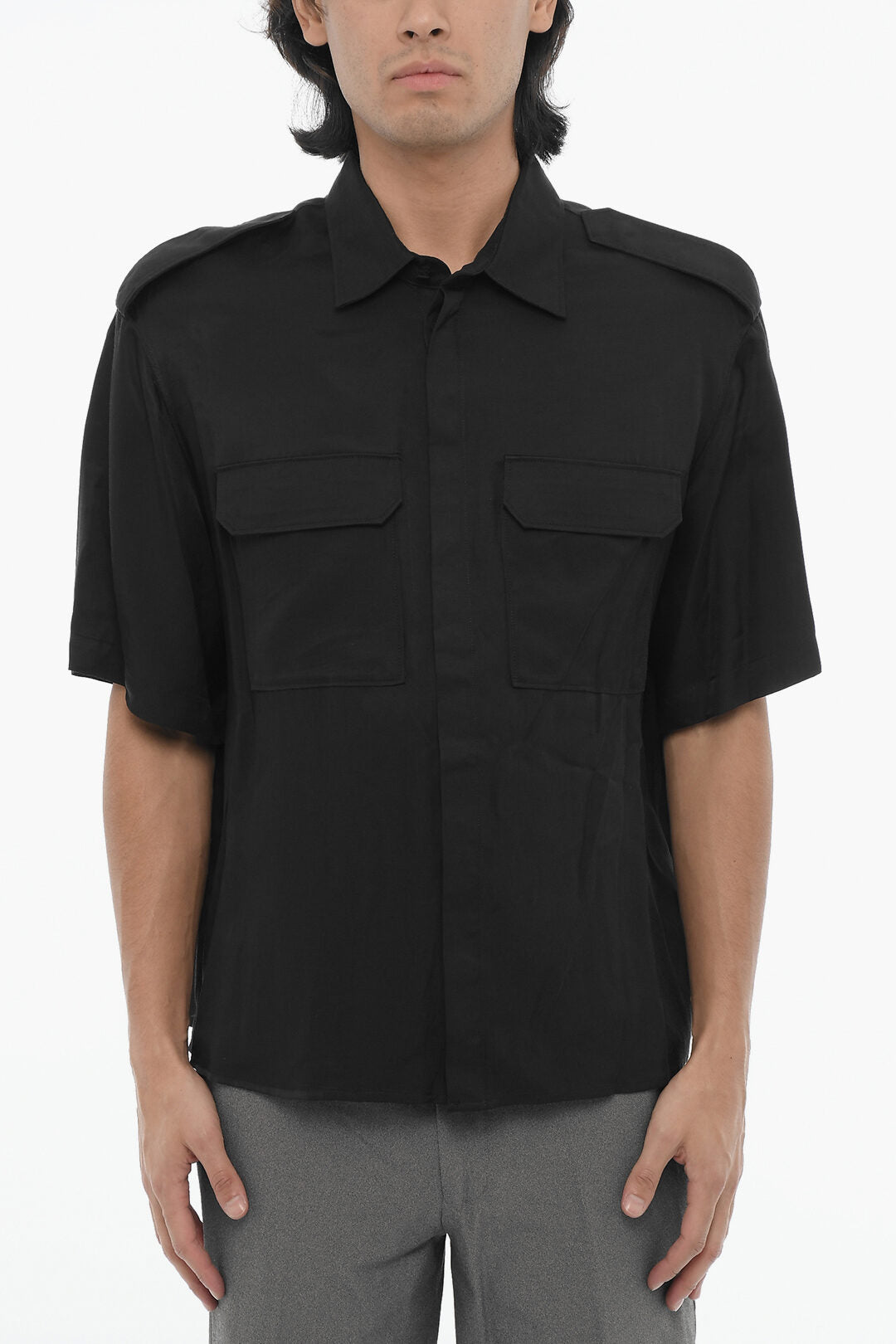 Neil Barrett 3500~Short-Sleeve Loose-Fit Shirt with Double Pocket