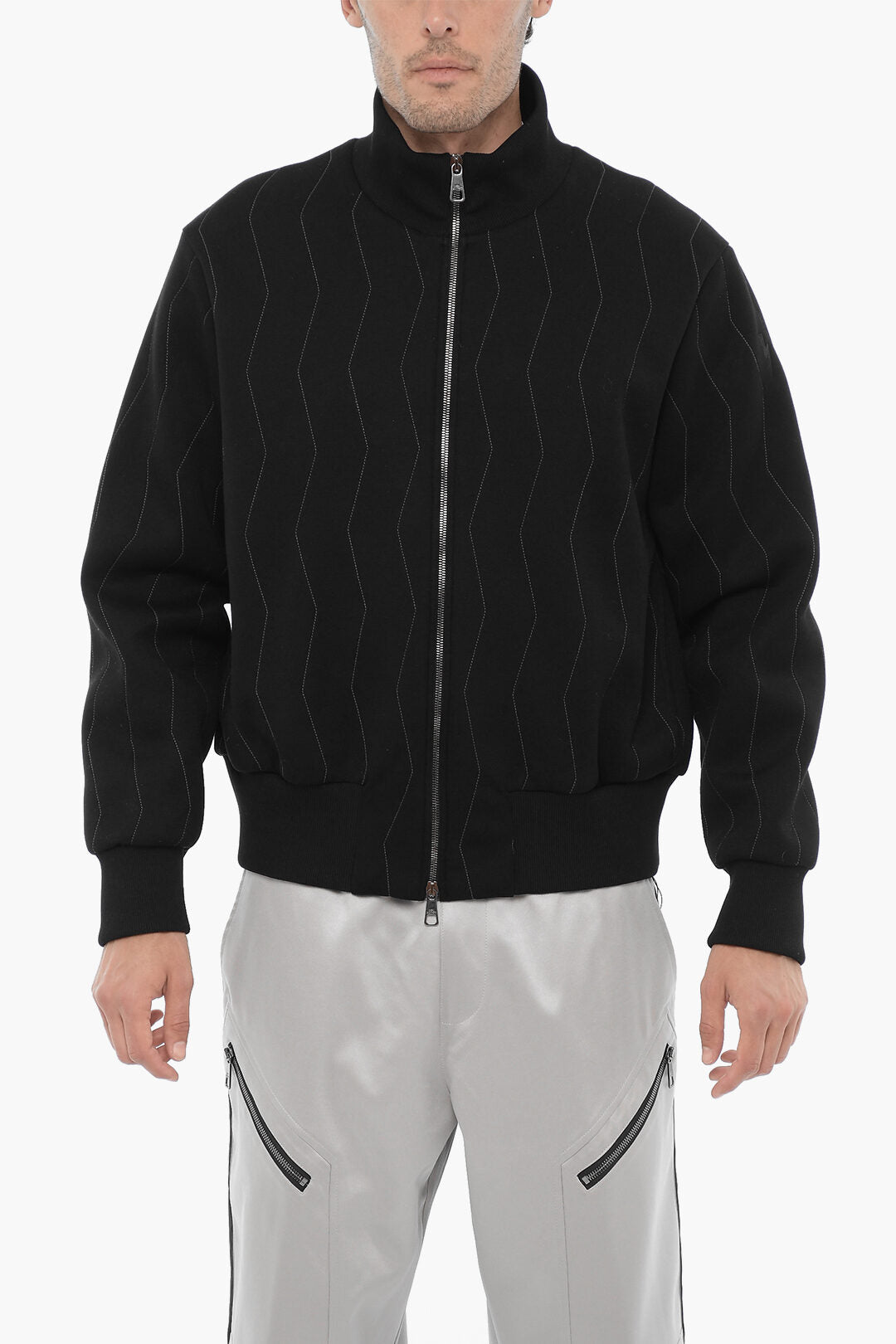 Neil Barrett 3500~Slim-Fit Embroidered Sweatshirt With Zip Closure