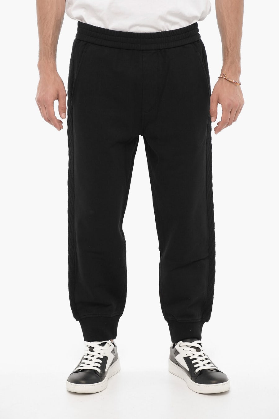 Neil Barrett 3500~Solid-Color Wool Joggers with Side Stripes