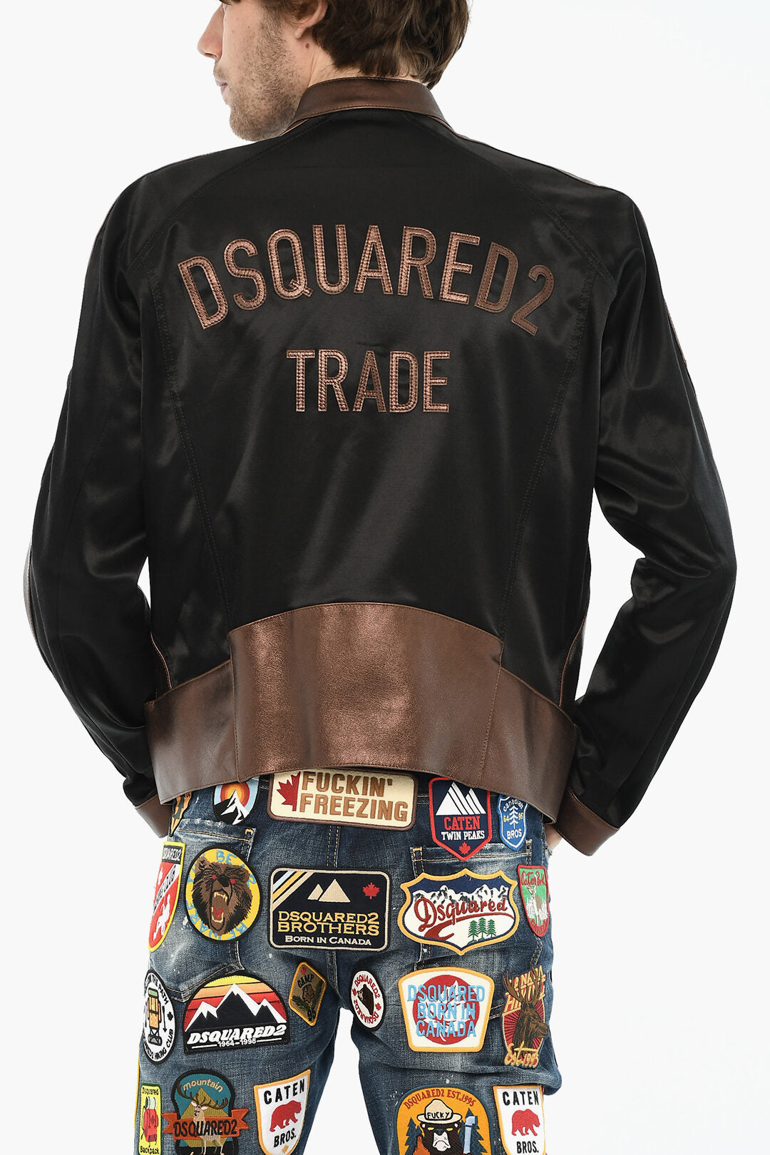 Dsquared2 3500~Two-tone Satin Jacket with Zippered Sleeves, view 2