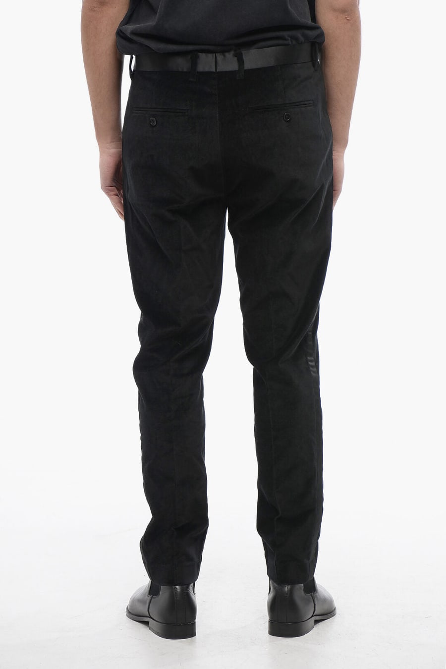 AllSaints 3500~Velour Skinny-Fit Trousers LYRA with Satin Trims, view 2