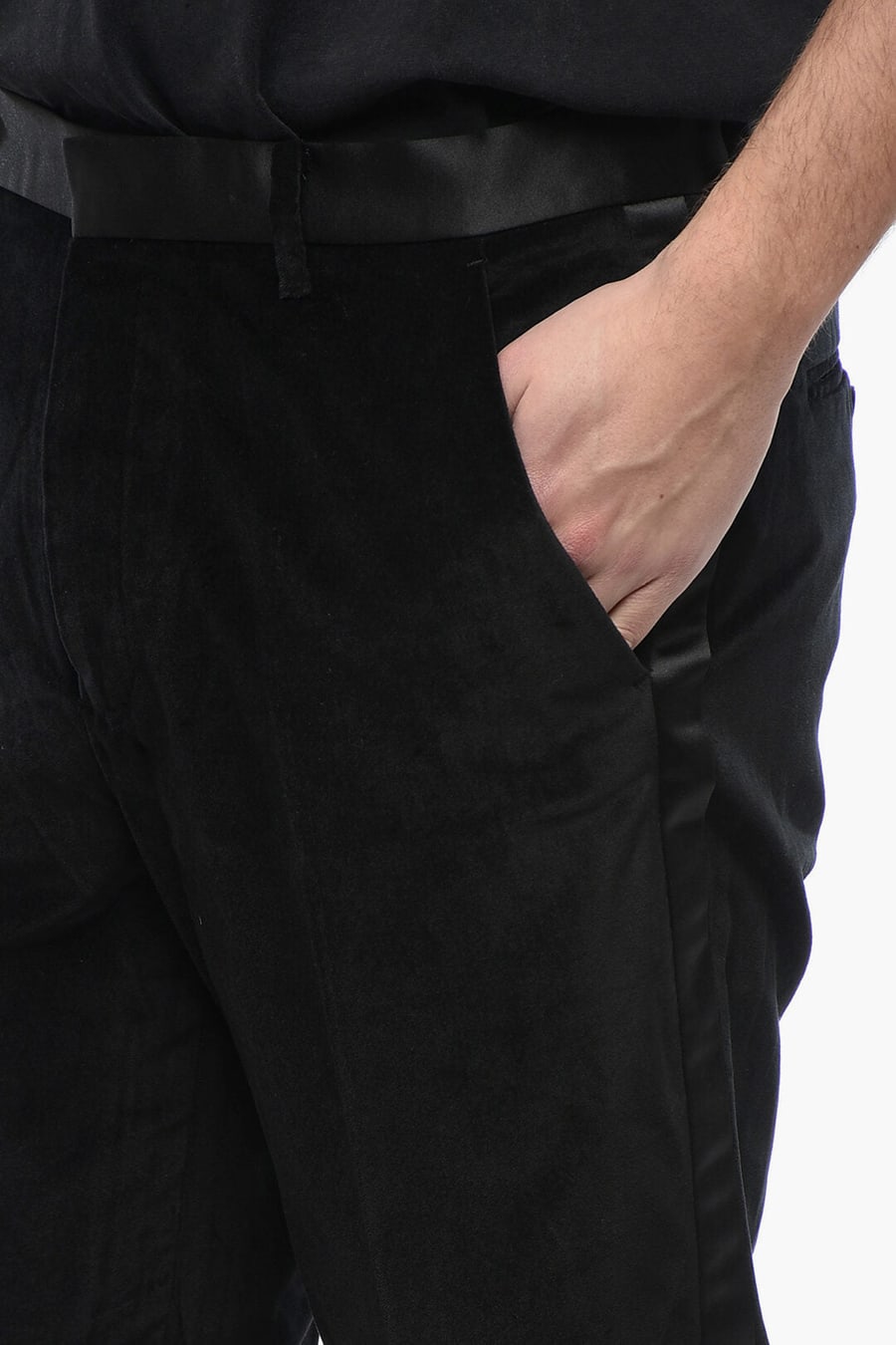AllSaints 3500~Velour Skinny-Fit Trousers LYRA with Satin Trims, view 3