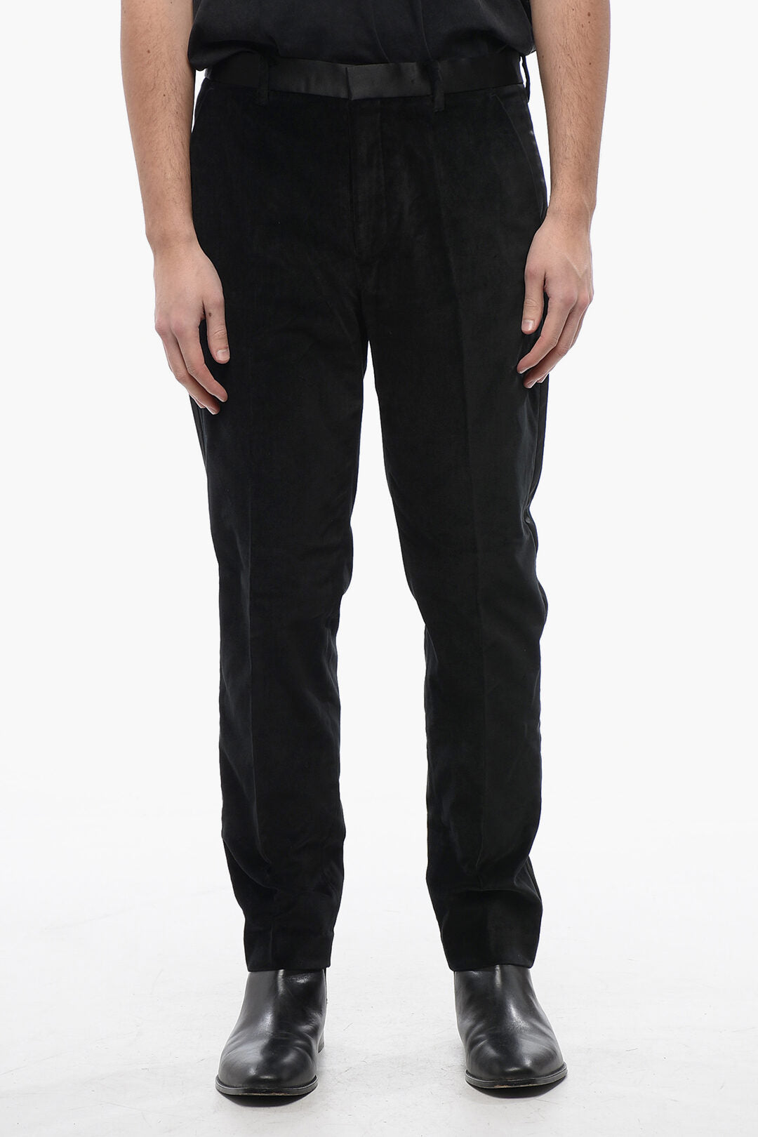 AllSaints 3500~Velour Skinny-Fit Trousers LYRA with Satin Trims