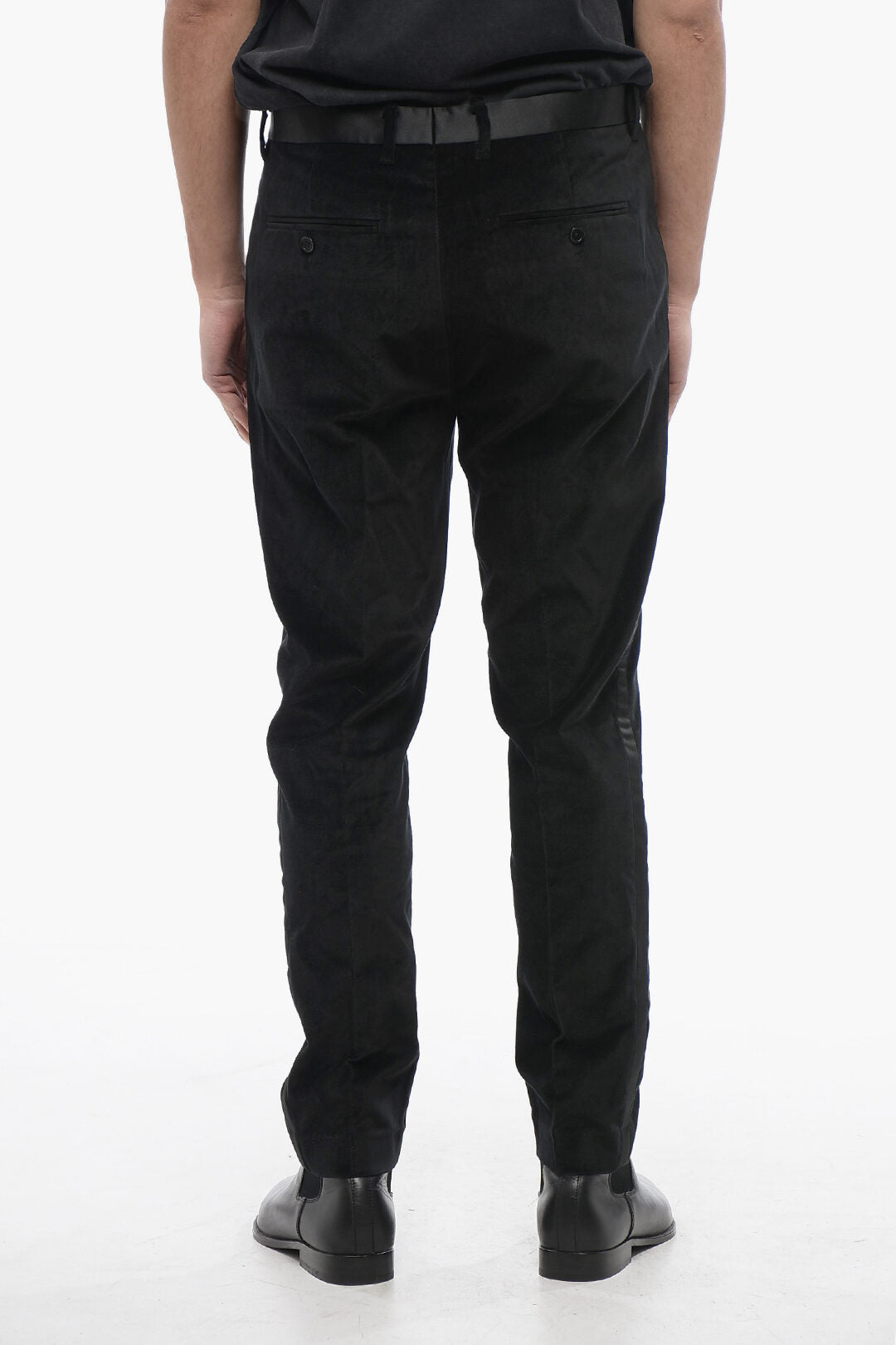 AllSaints 3500~Velour Skinny-Fit Trousers LYRA with Satin Trims, view 2