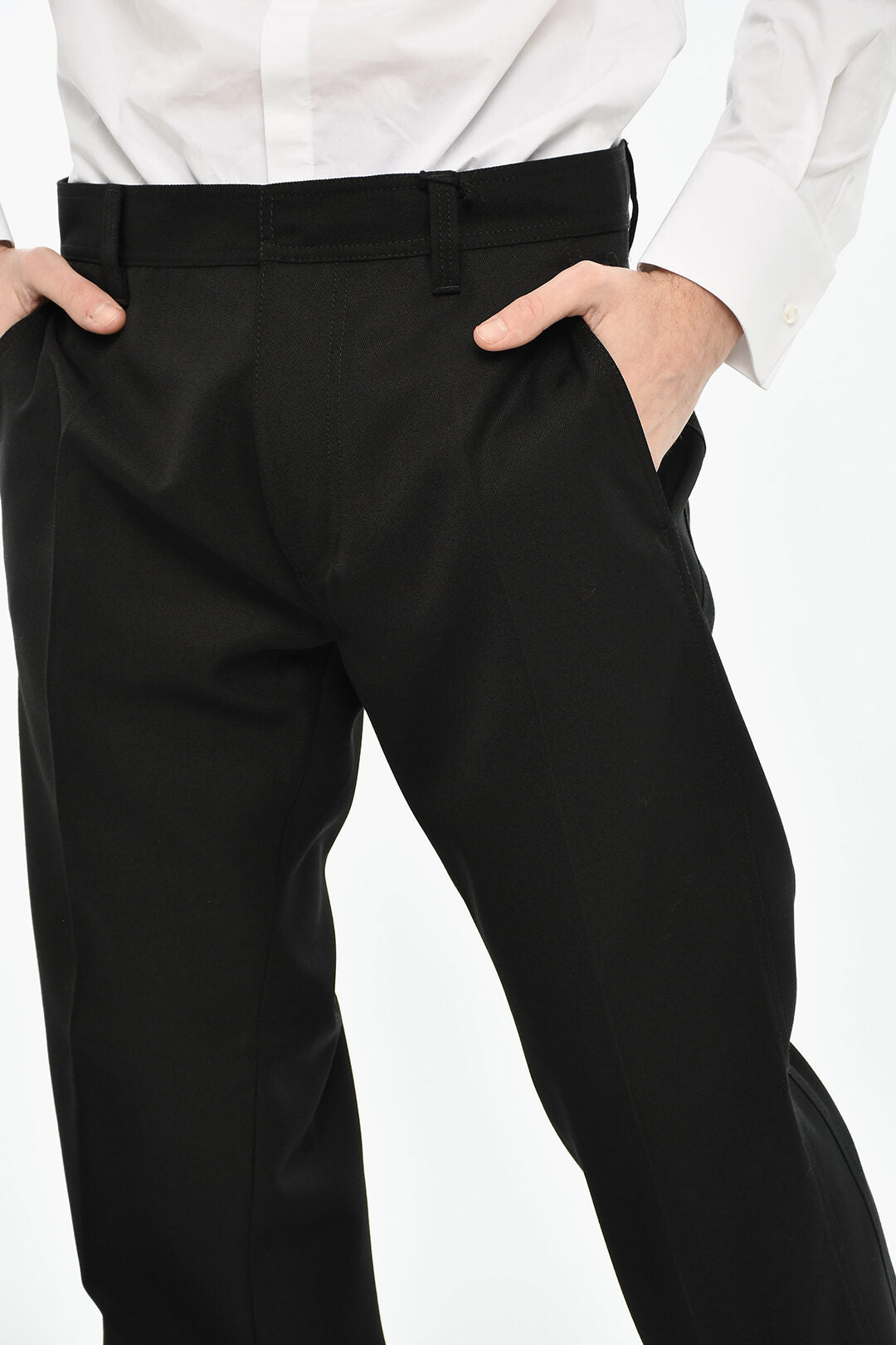 Dsquared2 3500~Virgin Wool-Blend Trousers with Concealed Button Closure