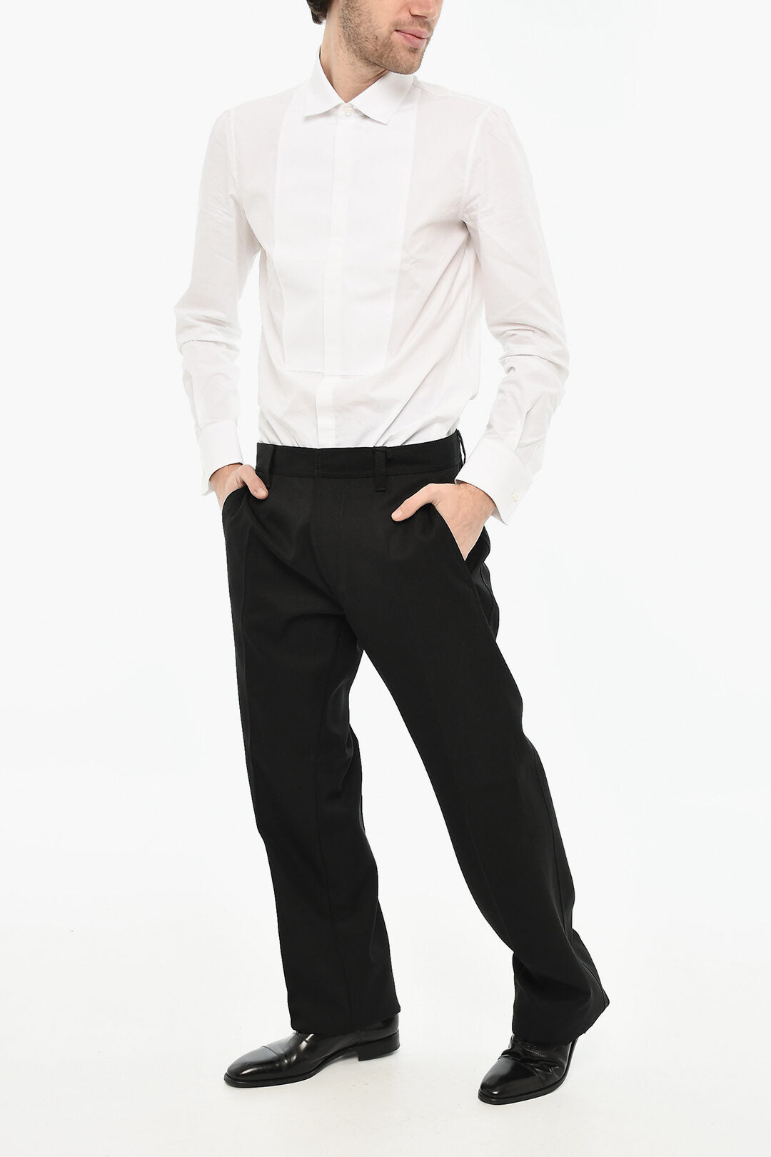 Dsquared2 3500~Virgin Wool-Blend Trousers with Concealed Button Closure, view 2