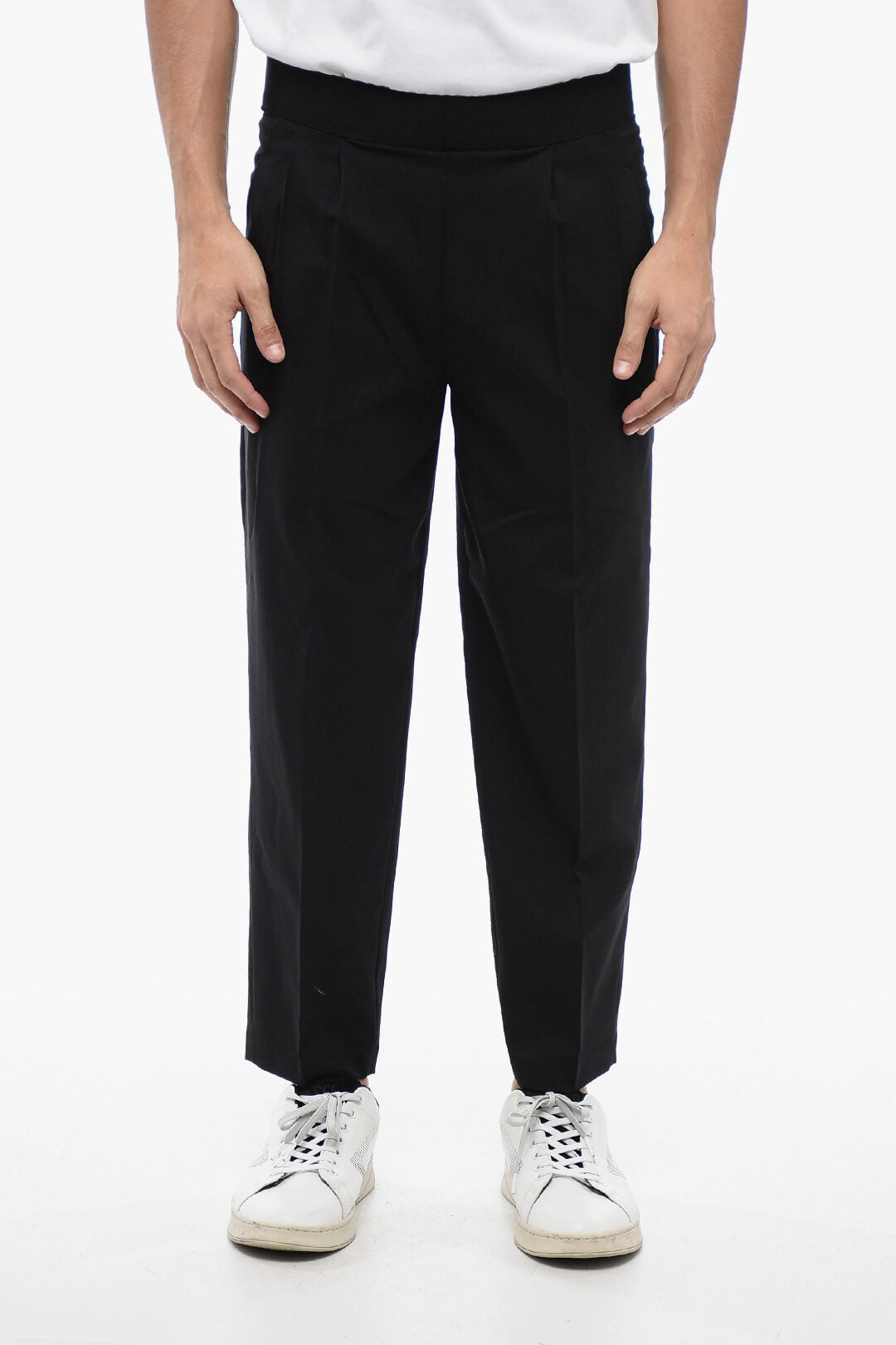 Neil Barrett 3500~Virgin-Wool-Blend Tapered-Fit Pants With Two Pleats