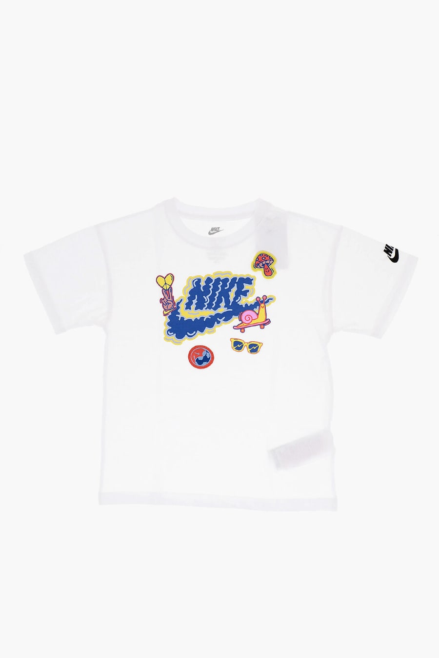 Nike KIDS 0405~Crew-Neck T-Shirt with Front Print and Patches