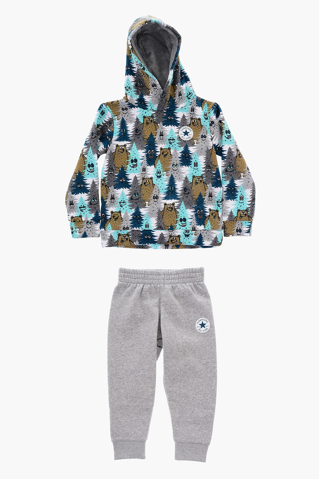 Converse KIDS 0470~ALL STAR CHUCK TAYLOR Set All-Over Printed Sweatshirt with Hood and Joggers