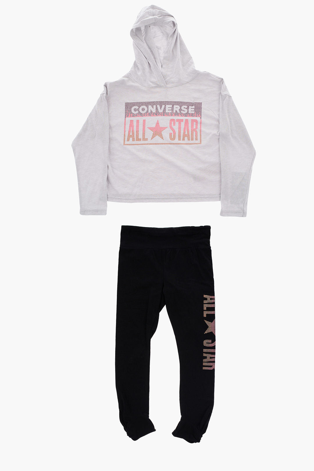 Converse KIDS 0470~ALL STAR Set Hoodie T-Shirt and Leggings with Raised Glitter