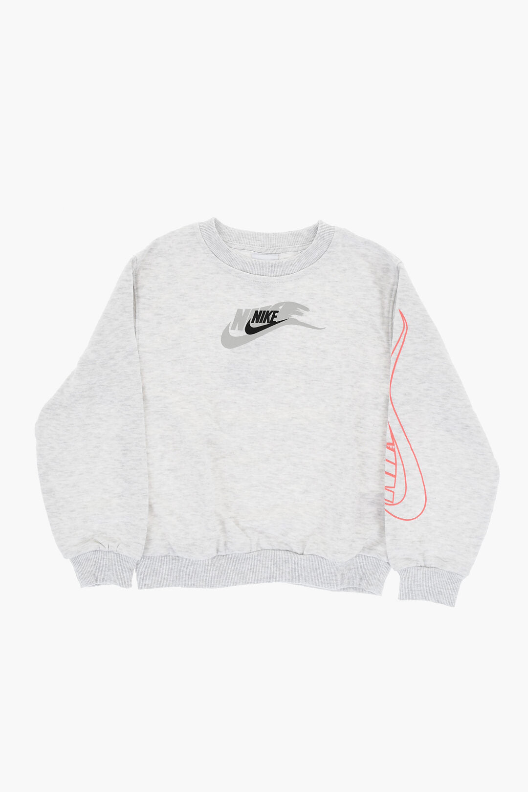 Nike KIDS 0470~Brushed Cotton Crewneck Sweatshirt and Joggers Set with Printed Logo, view 2