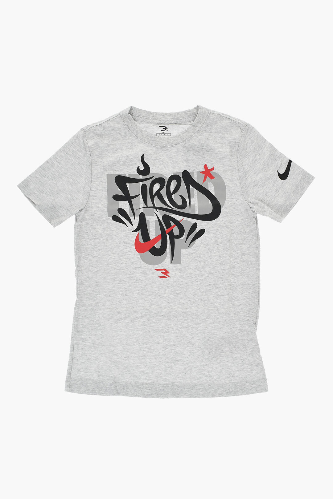 Nike KIDS 0470~Set of 3 Cotton Crewneck T-Shirts BRAND FIRED UP with Front Graffiti Print
