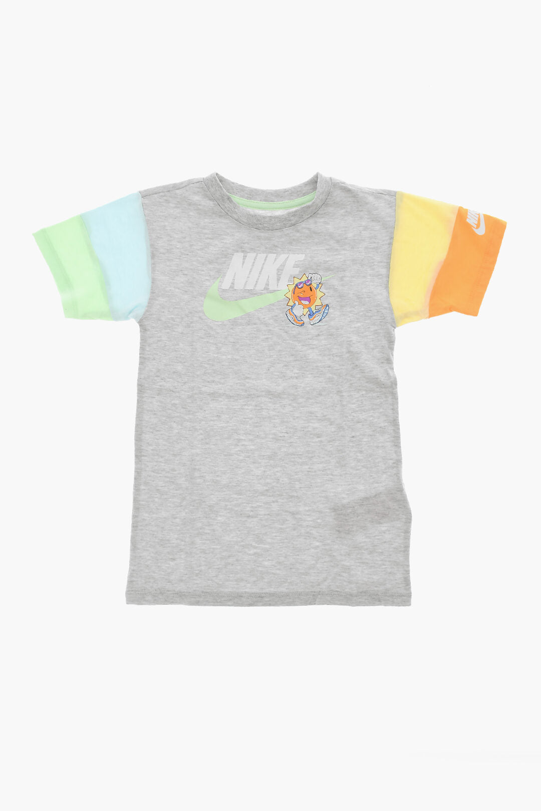 Nike KIDS 0470~Two-Tone Crewneck T-Shirt with Logo Print