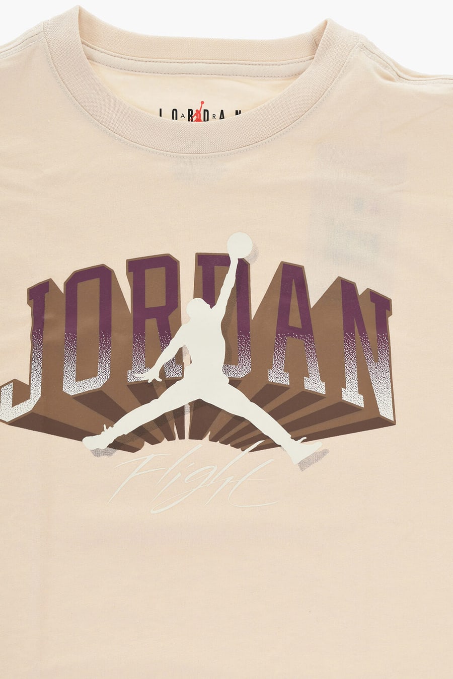 Nike KIDS 0500~AIR JORDAN Solid-Color Crewneck T-Shirt with Printed Logo, view 2