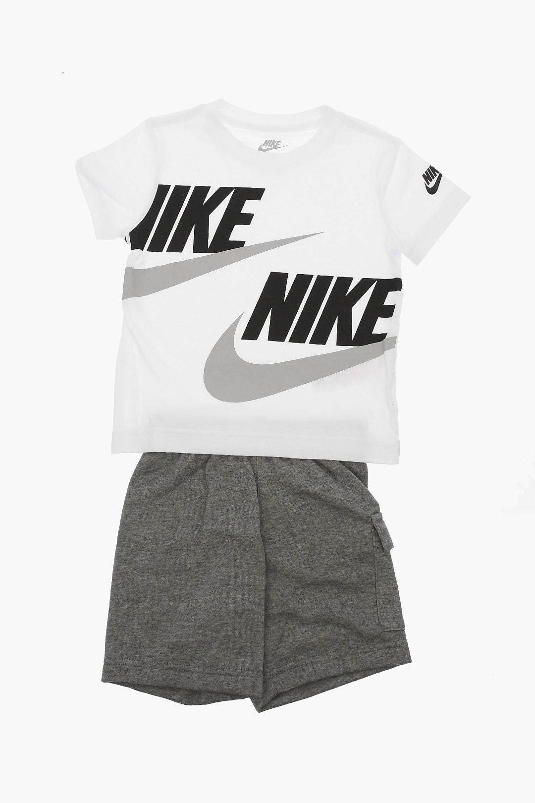 Nike KIDS 0550~Crewneck T-Shirt and Cargo Shorts Set with Elastic Waist