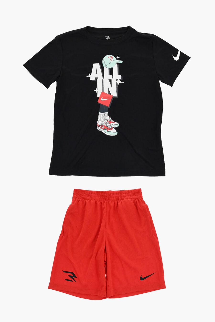 Nike KIDS 0550~Set Crewneck T-Shirt GRAFF LOCK UP and Mesh Shorts