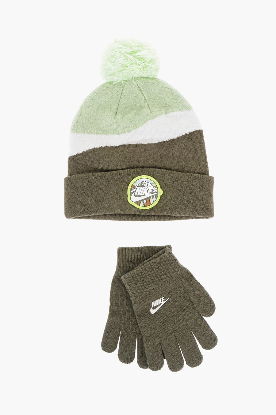 Nike KIDS 0850~Gloves and Beanie Set SNOW DAY with Pom Pom