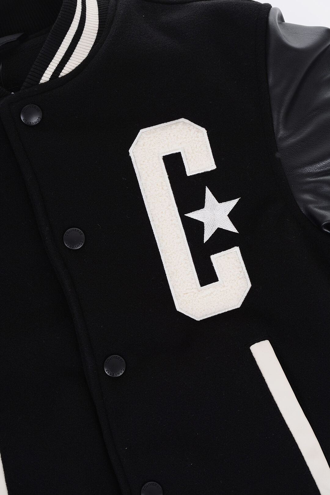 Converse KIDS 1500~Varsity Jacket With Vegan Leather Sleeves And Logo Buttons, view 2