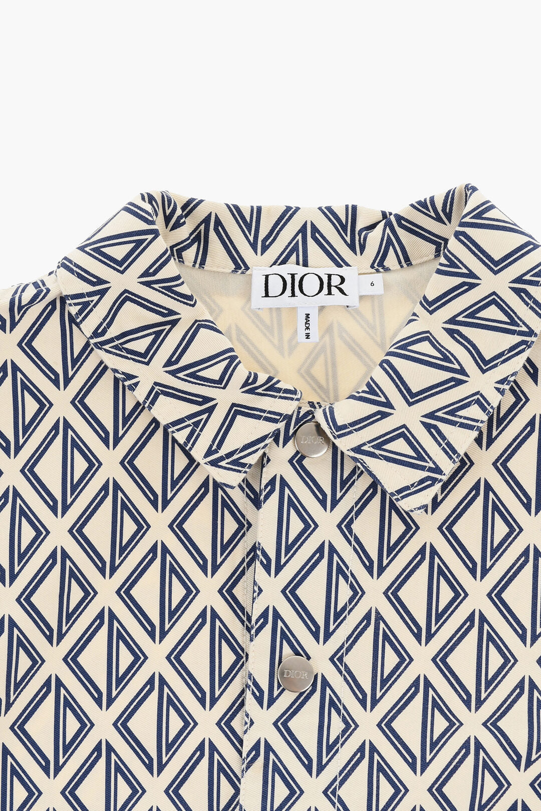 Dior Kids 2500~Geometric-Pattern Overshirt with Snap Buttons, view 2