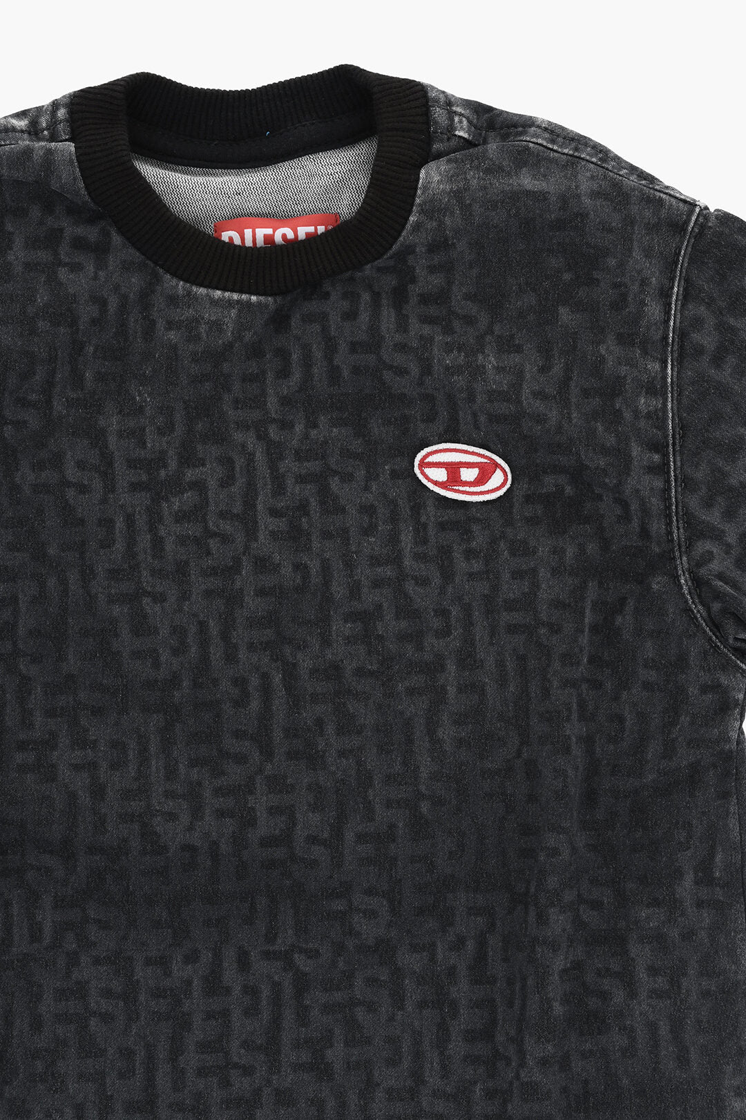 Diesel Kids 3500~Denim Stretch Crewneck T-Shirt TBIGGOR-NE-OVER JJJ with All-Over Logo