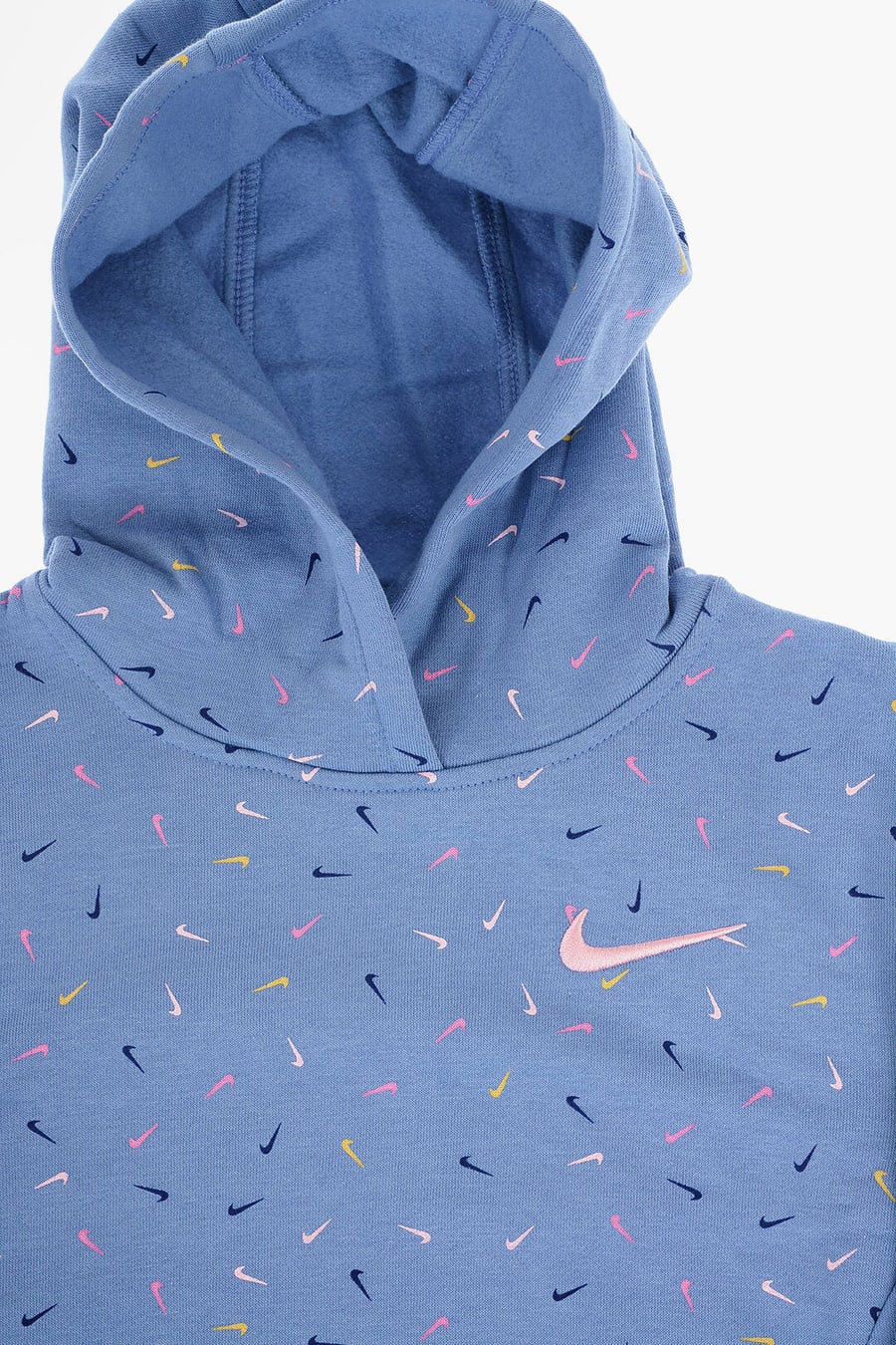 Nike KIDS 0405~Cotton Fleece Hoodie with All-Over Multicolor Logo, view 2