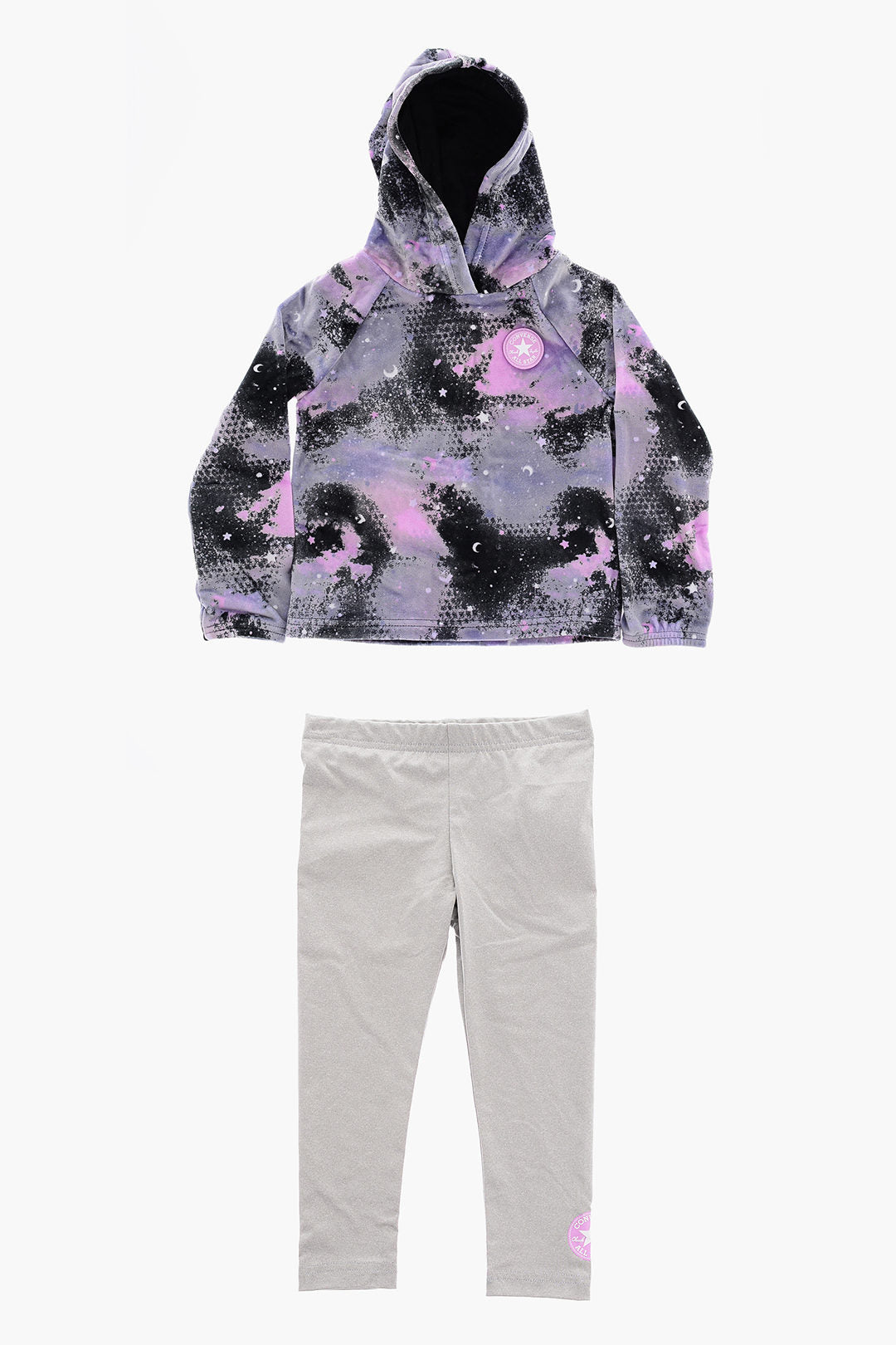 Converse KIDS 0470~ALL STAR CHUCK TAYLOR Velour Tie-Dye Effect Leggings and Sweatshirt Set