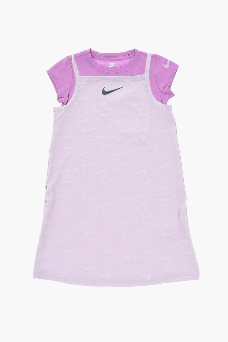 Nike KIDS 0550~Set SWOOSH MOTION Composed of Crewneck T-Shirt and Dress