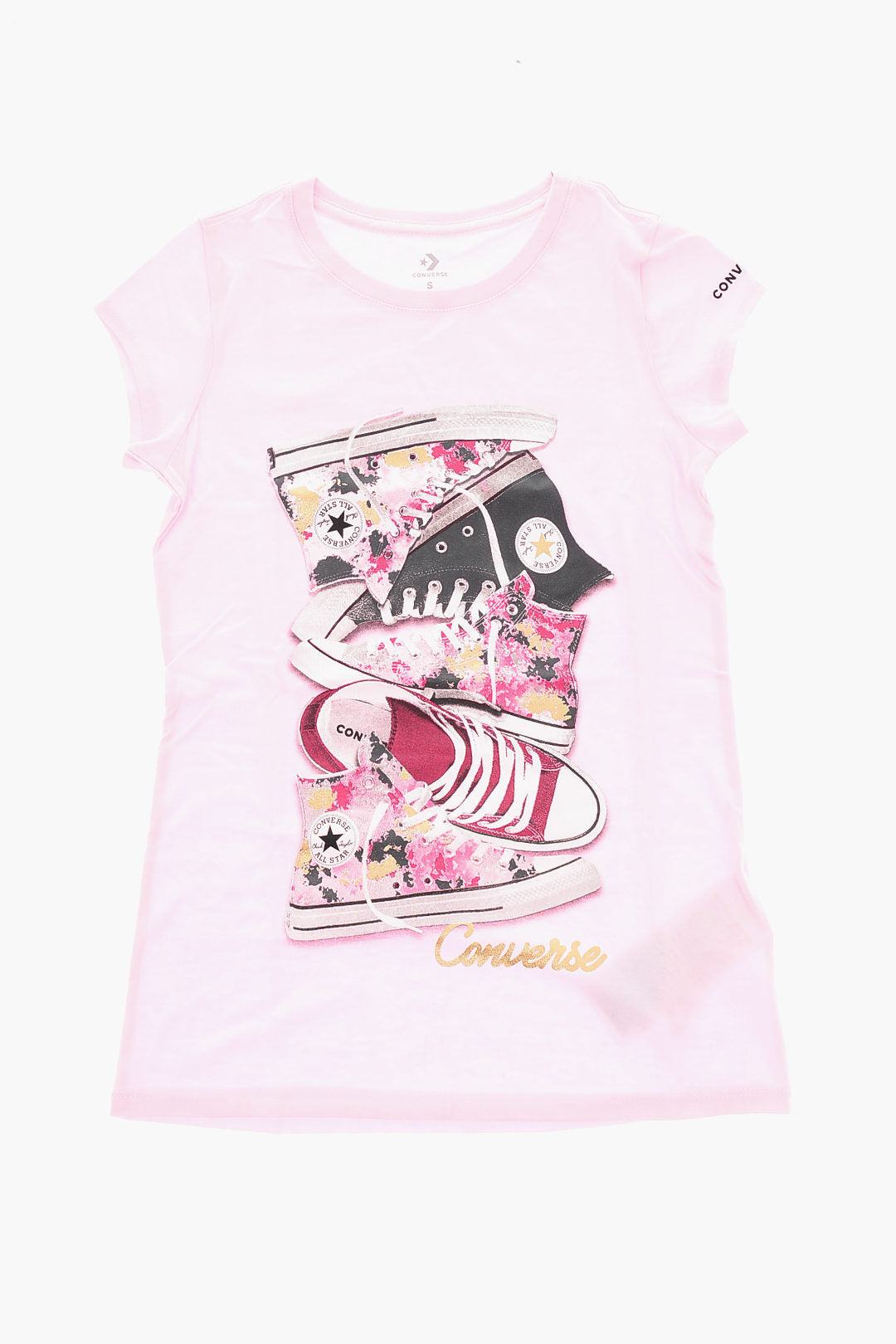 Converse KIDS 1050~ALL STAR CHUCK TAYLOR Crewneck T-Shirt with Front Sneakers Print