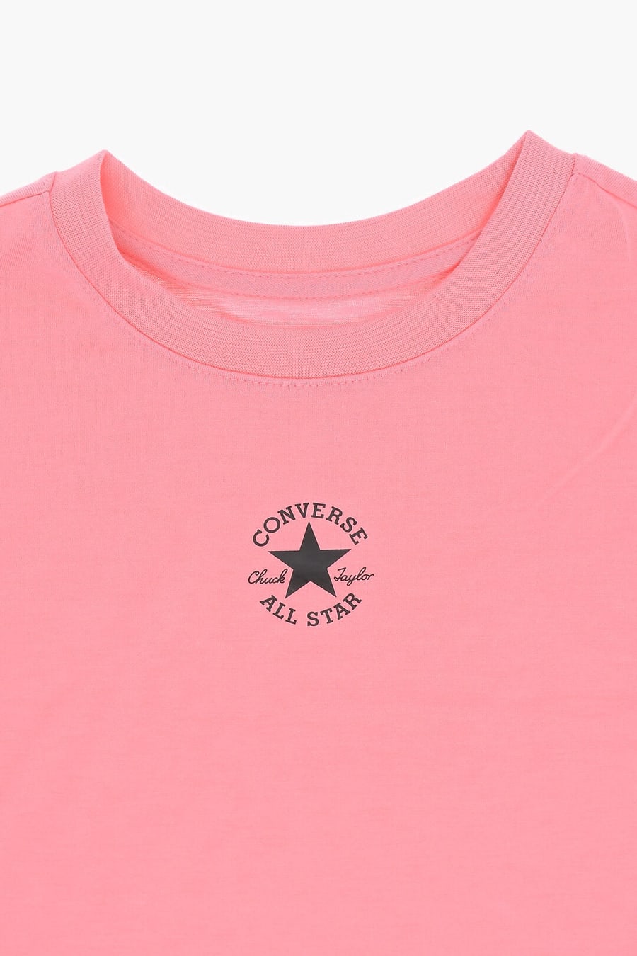 Converse KIDS 1050~ALL STAR CHUCK TAYLOR Solid Crewneck T-Shirt with Contrast Logo, view 2