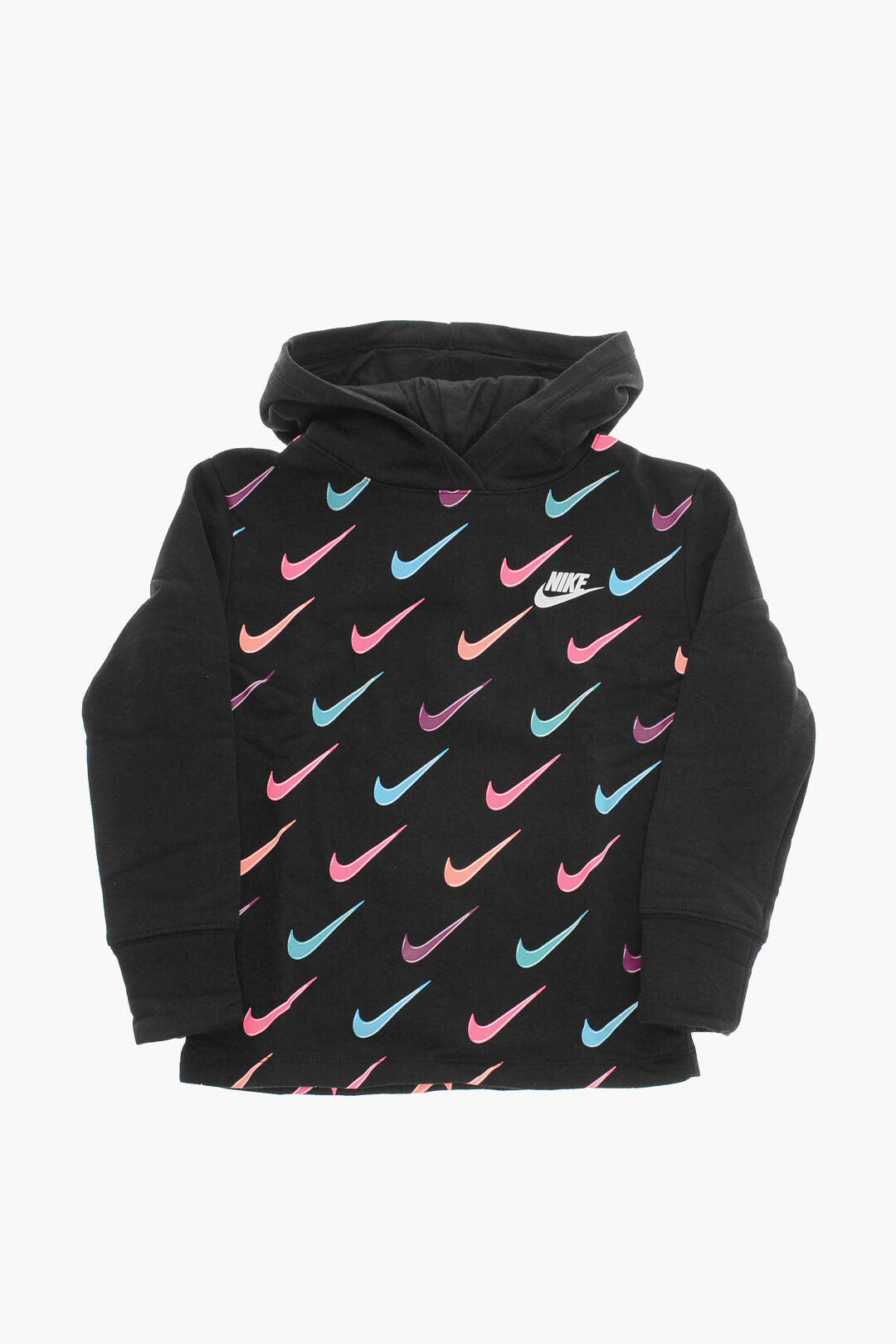 Nike KIDS 1500~Hooded Brushed Cotton Sweatshirt with All-Over Logo Print