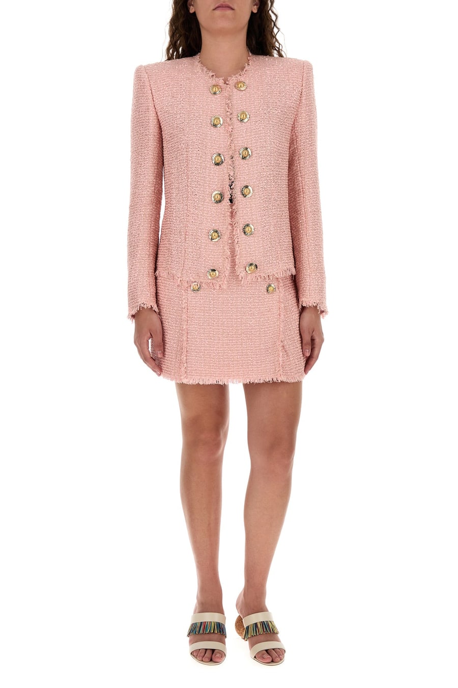 Balmain Gonna in tweed rosa, view 6