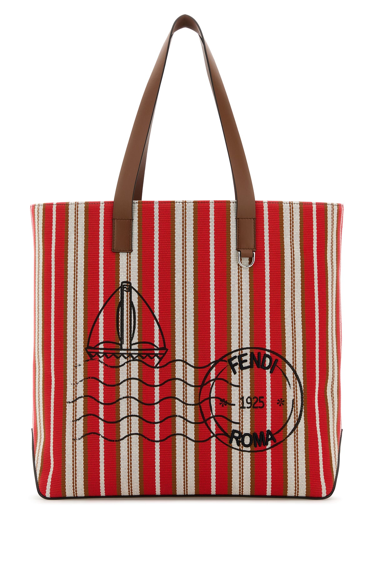 Fendi Borsa shopping in tela ricamata