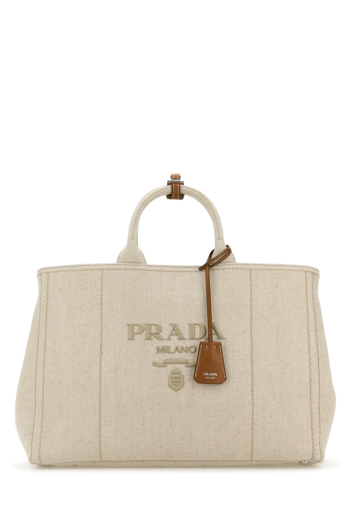 Prada Borsa shopping Prada Jardinière extra large in tela sabbia