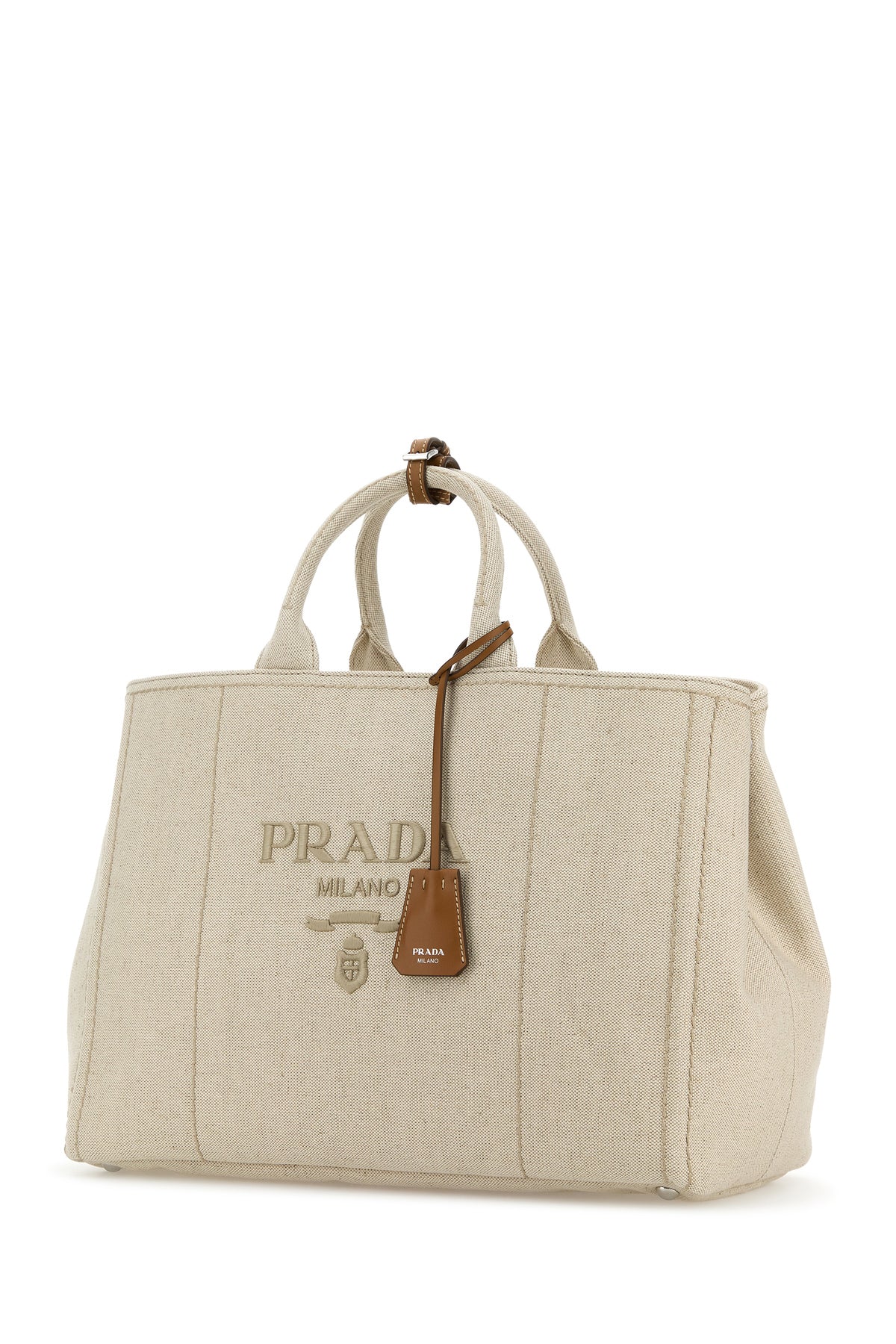 Prada Borsa shopping Prada Jardinière extra large in tela sabbia, view 2