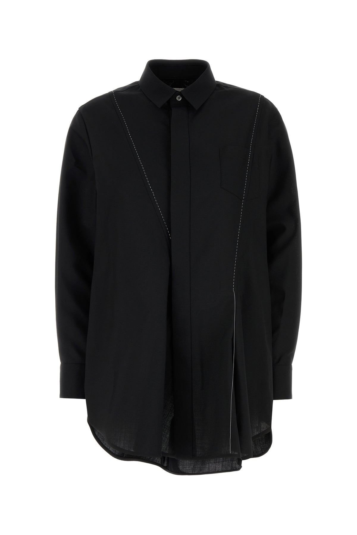 SACAI Camicia in misto poliestere nero